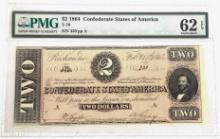 1864 Confederate States Of America $2 Note PMG 62