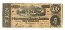 1864 Confederate States Of America $10 Note