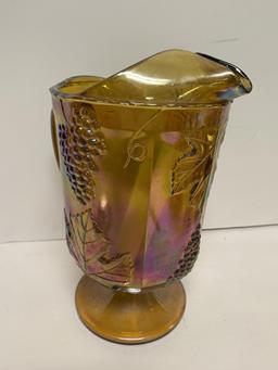 CARNIVAL GLASS PITCHER - MARIGOLD PATTERN