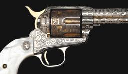 (C) CATTLE BRAND ENGRAVED COLT SINGLE ACTION ARMY REVOLVER.