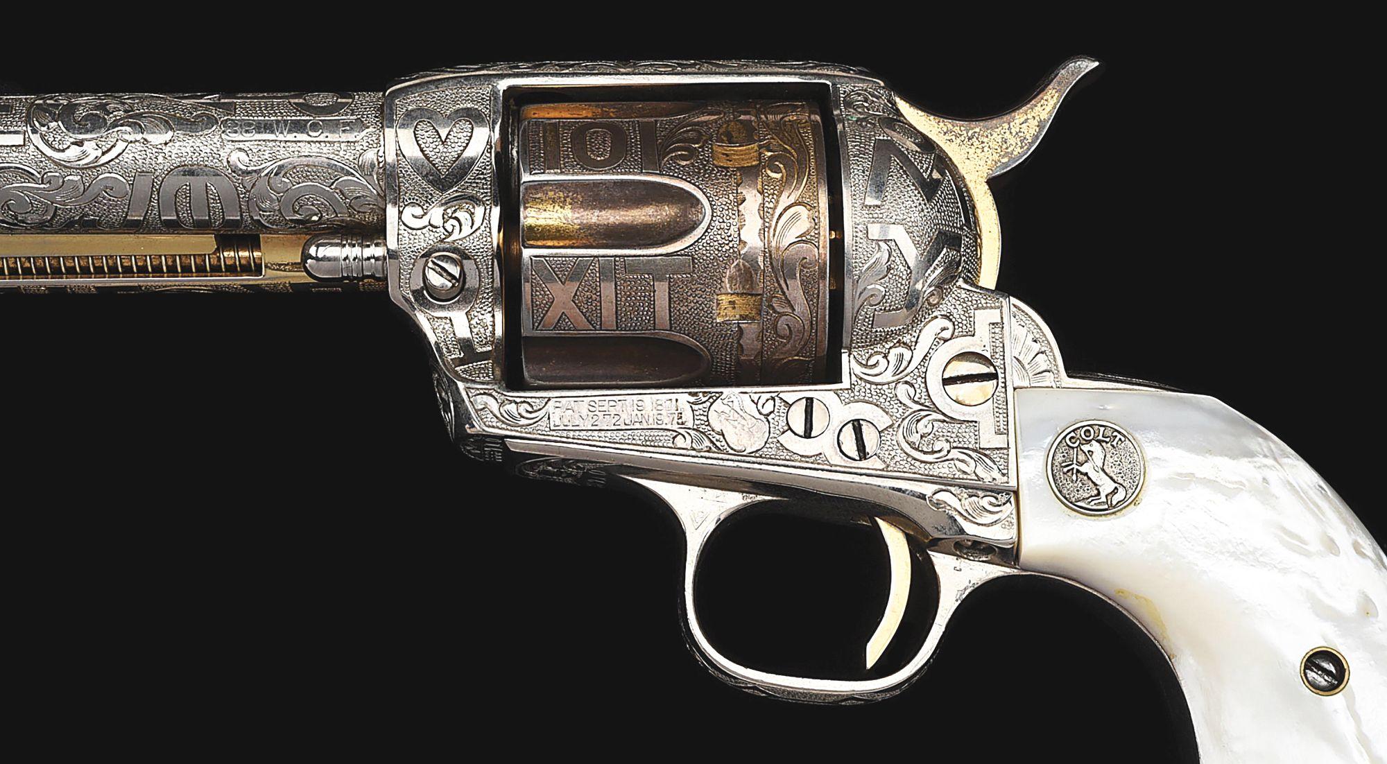 (C) CATTLE BRAND ENGRAVED COLT SINGLE ACTION ARMY REVOLVER.