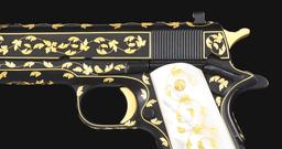 (C) BARRY LEE HANDS MASTER ENGRAVED AND GOLD INLAID COLT 1911A1 SEMI AUTOMATIC PISTOL.