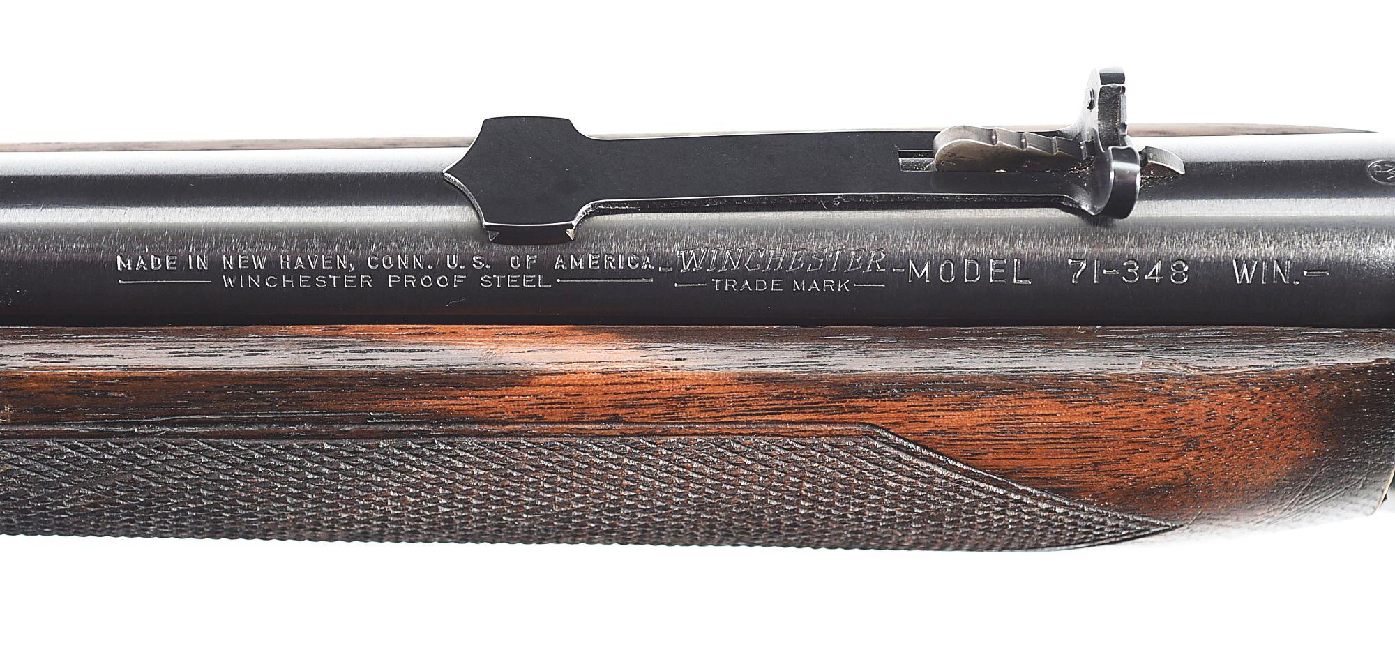 (C) DELUXE WINCHESTER MODEL 71 LEVER ACTION RIFLE.