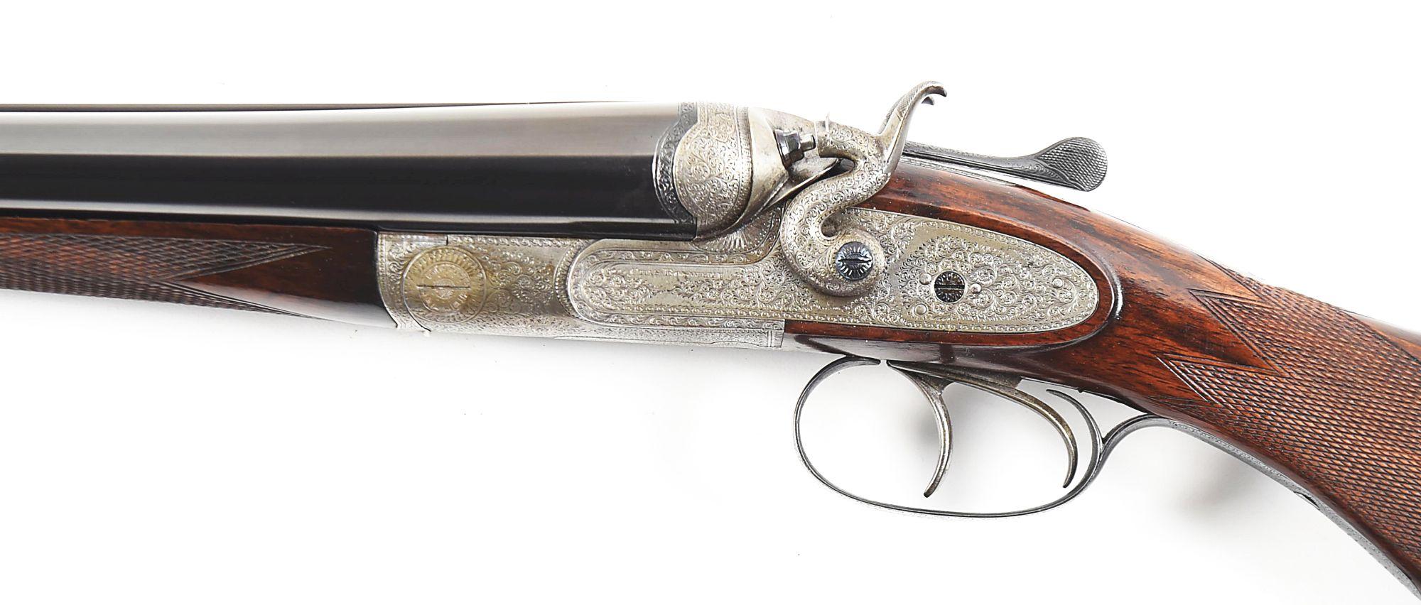 (C) CHARLES BOSWELL 12 GAUGE SIDE BY SIDE SHOTGUN WITH HAMMERS.