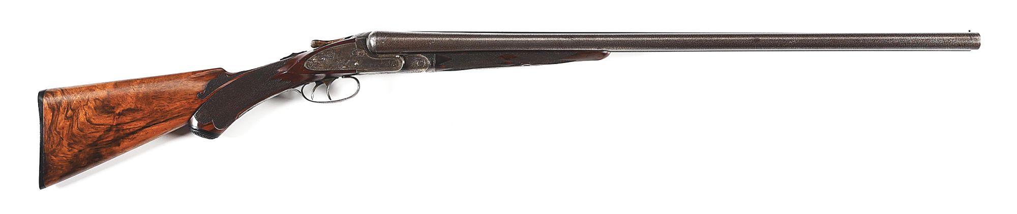 (C) NICE CASED HIGH GRADE MERIDEN THE AUBREY SIDE BY SIDE SHOTGUN.