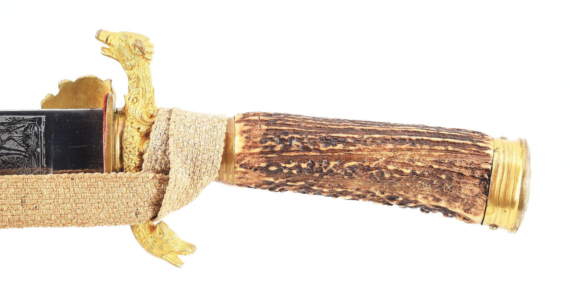 ORNATE GERMAN HUNTING DAGGER WITH 1896 PRESENTATION.