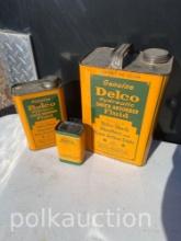 (3) DELCO CANS
