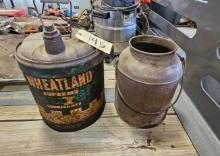 Vintage Wheatland Lubricant Can & 12 qt pail