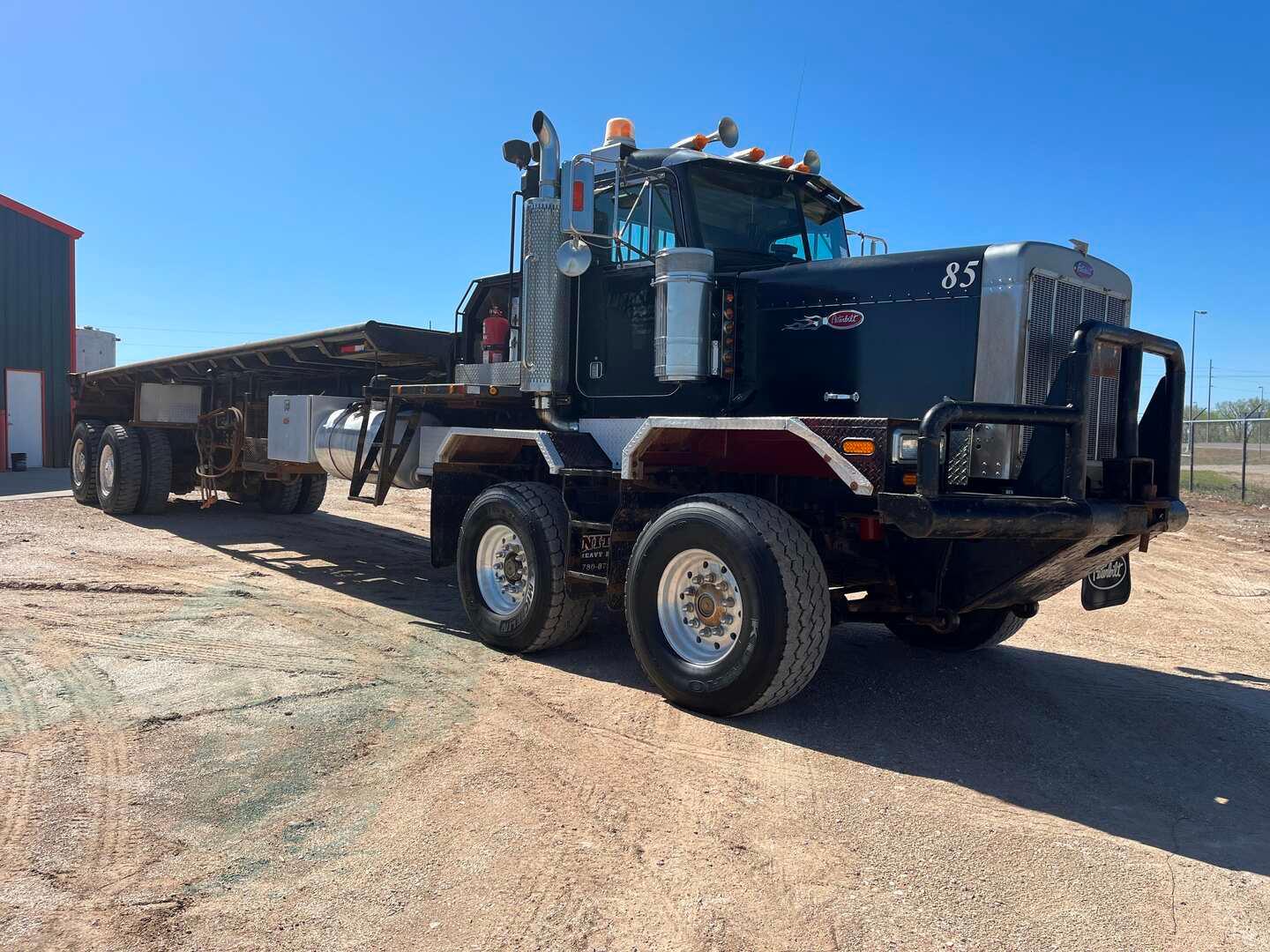 1996 PETERBILT TWIN STEER OILFIELD BED TRUCK