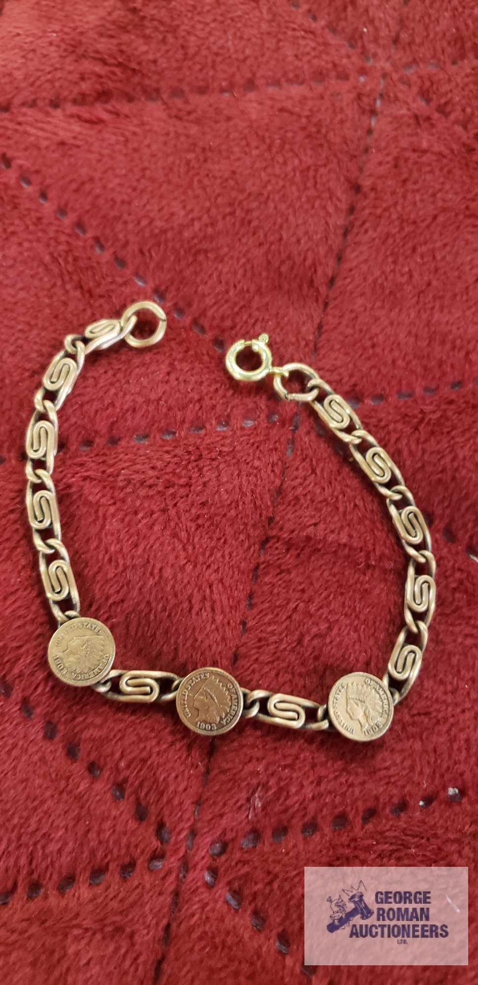 Copper colored replica coins...decorative bracelet