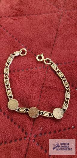 Copper colored replica coins...decorative bracelet