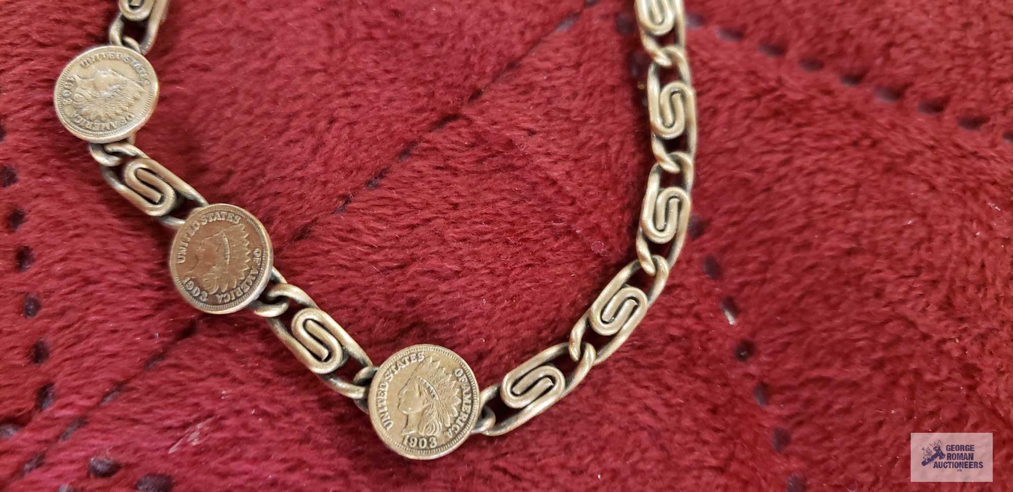 Copper colored replica coins...decorative bracelet