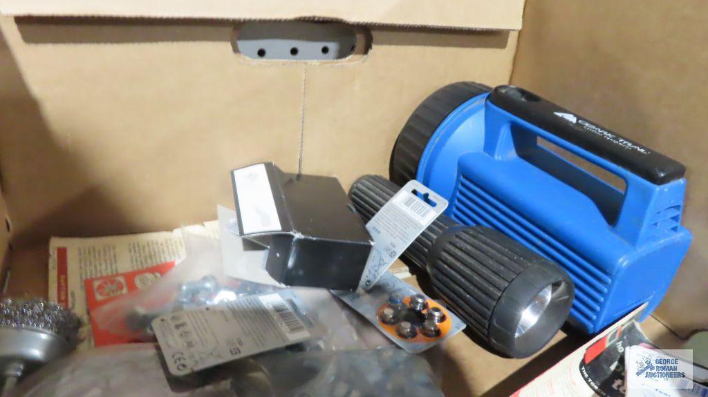 Sigflex metal box, no signal. vacuum bags, paper funnels,...flashlights, nuts and bolts