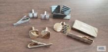 Tie clip and cufflink sets with money clip