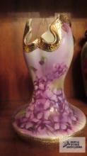 Nippon hand painted vase with purple floral design