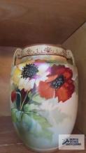 Nippon hand painted poppy vase