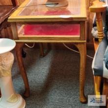 Oak framed display end table