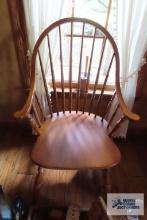 Ethan Allen cherry Windsor style chair with seat cushions