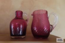 purple glass miniature jug and creamer