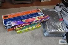 aluminum baking trays and clear wrap