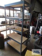 metal and wooden adjustable shelving unit