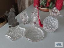 Waterford crystal Santa bell, glass Santa, pineapple, coasters, and metal Santa
