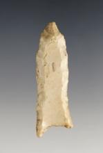 2 1/8" Fluted Paleo with a heavily ground stem and base. Found in Macoupin Co., Illinois.