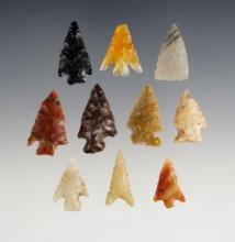 Set of 10 assorted Gempoints found in the western U.S. Largest is 1 1/8".