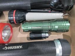 Grouping of Flashlights-Husky, Maglite, Duracell, etc.