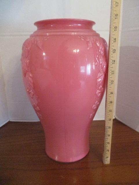 Large Reverse Finish Mauve Puffy Glass Vase