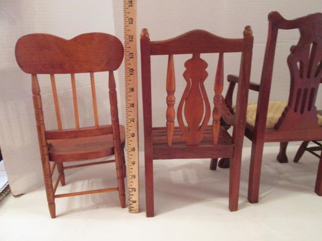 Four Wood Doll Chairs