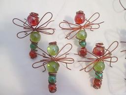 Copper and Colored Marble Wire Art Flamingos and Bugs