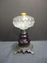 Star Design Clear Oil Font Lamp with Amethyst Post and Cast Metal Foot