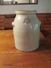 Antique Star Stoneware Crooksville Ohio 3 Gallon Crock with Applied Finger Hold Handles