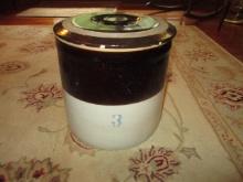 Vintage Brown and White 3 Gallon Stoneware Crock with Lid