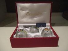 Crystal Fu Lu Shou Paper Weight Set in Original Box with COA