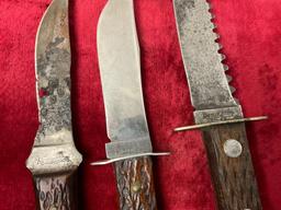 Trio of Vintage Remington Fixed Blade Knives, 2x RH4, & 1x RH45