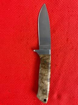 Rough Rider 4" Steel Fixed Blade Hunting Knife w/ Leather Sheath & Wood Handle Model RR176. NIB. ...