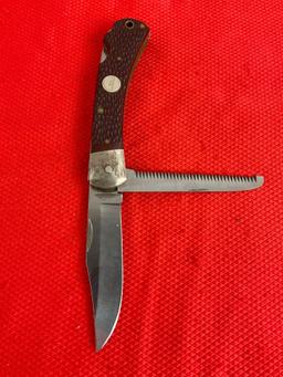 Vintage Remington UMC Steel 3.5" 2-Blade Folding Pocket Knife w/ Delrine Handle Model R-3. See pi...