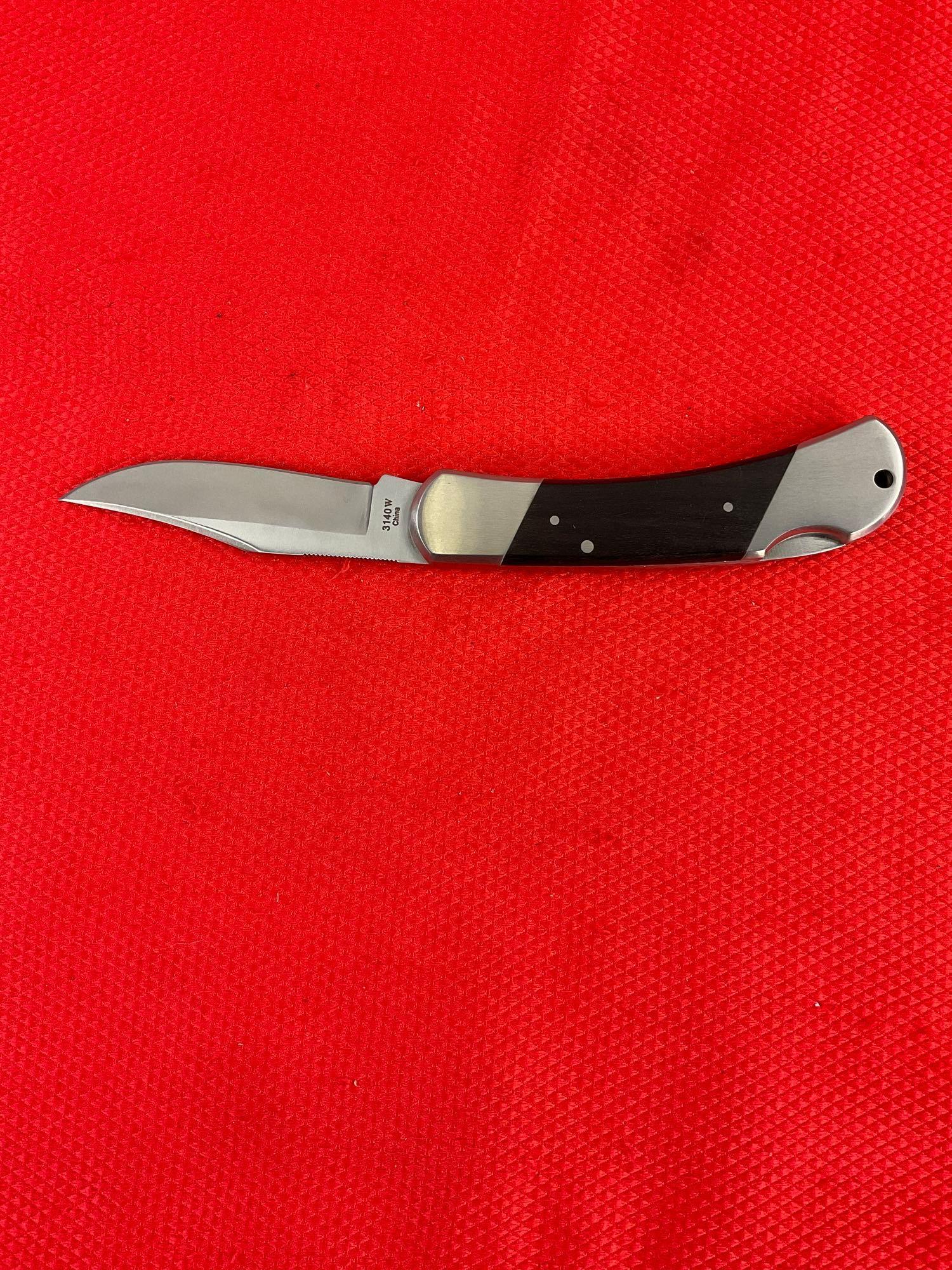 Kershaw 3.5" Steel Folding Blade Lock Back Pocket Knife w/ Sheath Model No. 3140RMEF. NIB. See pi...