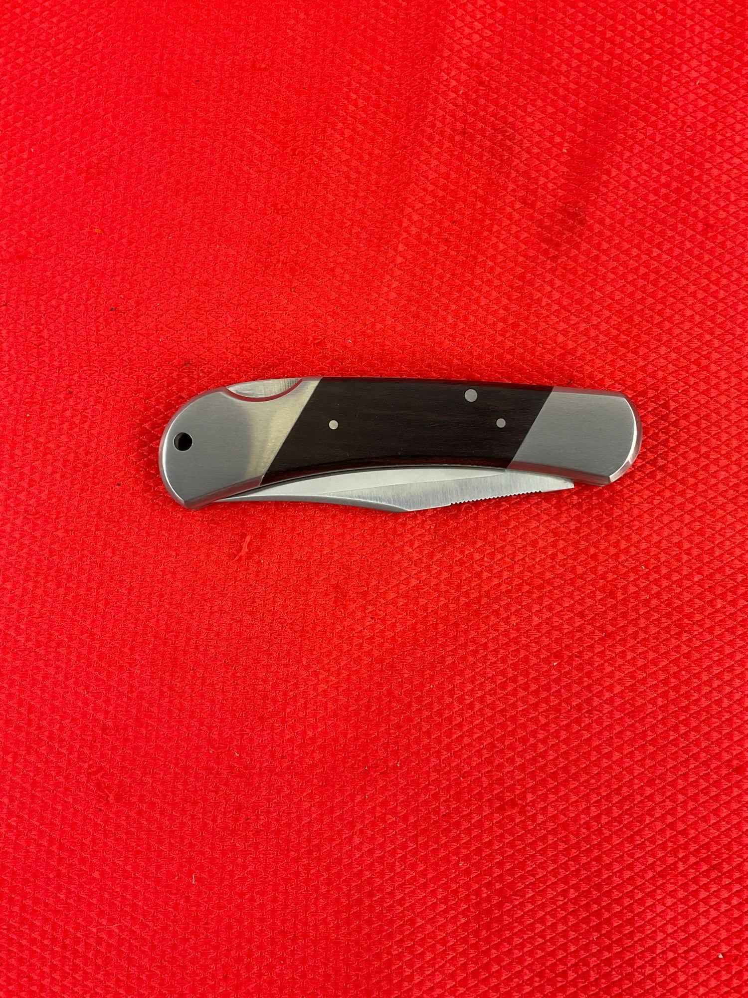 Kershaw 3.5" Steel Folding Blade Lock Back Pocket Knife w/ Sheath Model No. 3140RMEF. NIB. See pi...