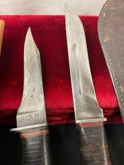 Pair of Vintage Remington Fixed Blade Knives, 1x RH-35 marked USN Mark I & 1x RH-36