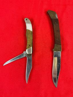 2 pcs Vintage Steel Folding Blade Knives. 1x Buck 317 & 1x Unknown Maker, No Hallmark. As Is. See