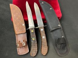 Pair of Vintage Remington Dupont Fixed Blade Knives, pair of RH-6 Campmaster Hunter