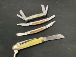 4x Rite Edge Knives, 2x 2 Blade Stockman Knives, Rough Rider w/ Spike, 4 Blade Pearl Handled Knife