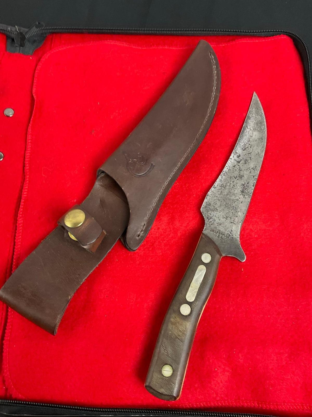 Vintage Craftsman USA Fixed Blade Knife w/ Leather Sheathe - See pics