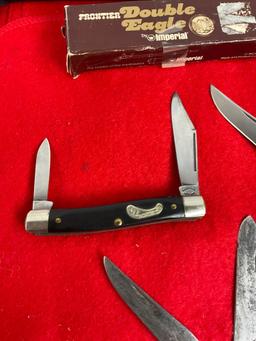 Trio of Frontier Folding Pocket Knives - 2x Dual Blade 1x Single Blade - See pics