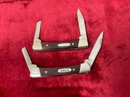 Pair of Buck 705 Amigo Folding Pocket Double Bladed Pen Knives Rosewood Handle