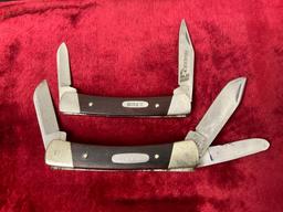 Pair of Vintage Buck Folding Pocket Knives, Models 703 & 709, Stockman triple blade & double blade