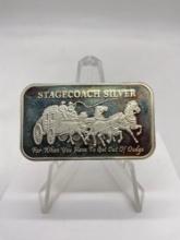 1 oz pure .999 fine silver bullion bar by Stagecoach Silver